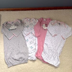Newborn sleep sack Pajamas Set - Pink, Gray, and White